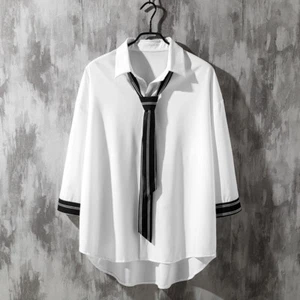Japanese Summer Men's 3/4 Sleeved Shirts Loose Fashionable Shirts Large Size New - Bild 1 von 34