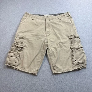 Vintage Plugg Cargo Shorts Men 38 Tan Y2K Baggy Utility Paratrooper Distressed - Picture 1 of 9