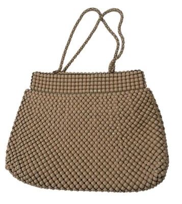 Cartera sin asas vintage de malla metálica Whiting And Davis Alumesh crema/marrón claro Foto 1 de 4