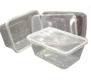 Contenedores de plástico fuertes de 750 ml + tapas transparentes para microondas almacenamiento de alimentos para llevar - Imagen 1 de 4