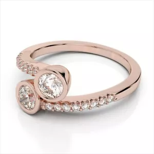 1.16Ct Round Cut Lab Grown IGI Certified Diamond Wedding Ring 14K Rose Gold - Picture 1 of 5