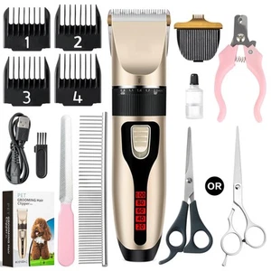 Dog Grooming Kit & Paw Trimmer-Low Noise Electric Quiet Clippers Set, Recharg... - Picture 1 of 9