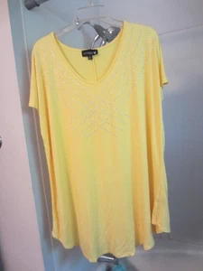 Top elegante donna manica corta borchiato Anttony originale taglia 1X giallo nuovo senza etichette - Foto 1 di 13