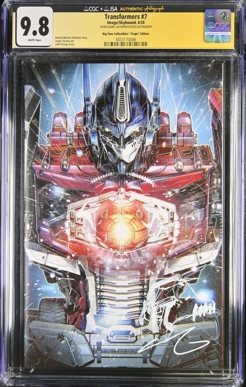 Transformers #7 John Giang Virgin Edition ПОДПИСАННЫЙ Оцененный CGC 9.8 Оптимус Прайм - Изображение 1 из 2
