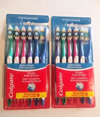 Colgate Extra Clean Toothbrush, Medium Bulk Toothbrush 6/Pack.  2 PKG LOT - Image 1 of 4