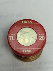 NEW BUSS TL20 TL-20 TRON TIME DELAY SCREW IN TYPE BUSSMANN FUSE - Picture 1 of 3