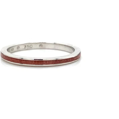 Anillo Hidalgo Oro Blanco 18K 1.4DWT Esmalte Rosa Eternidad Apilable Banda Fina Foto 1 de 4