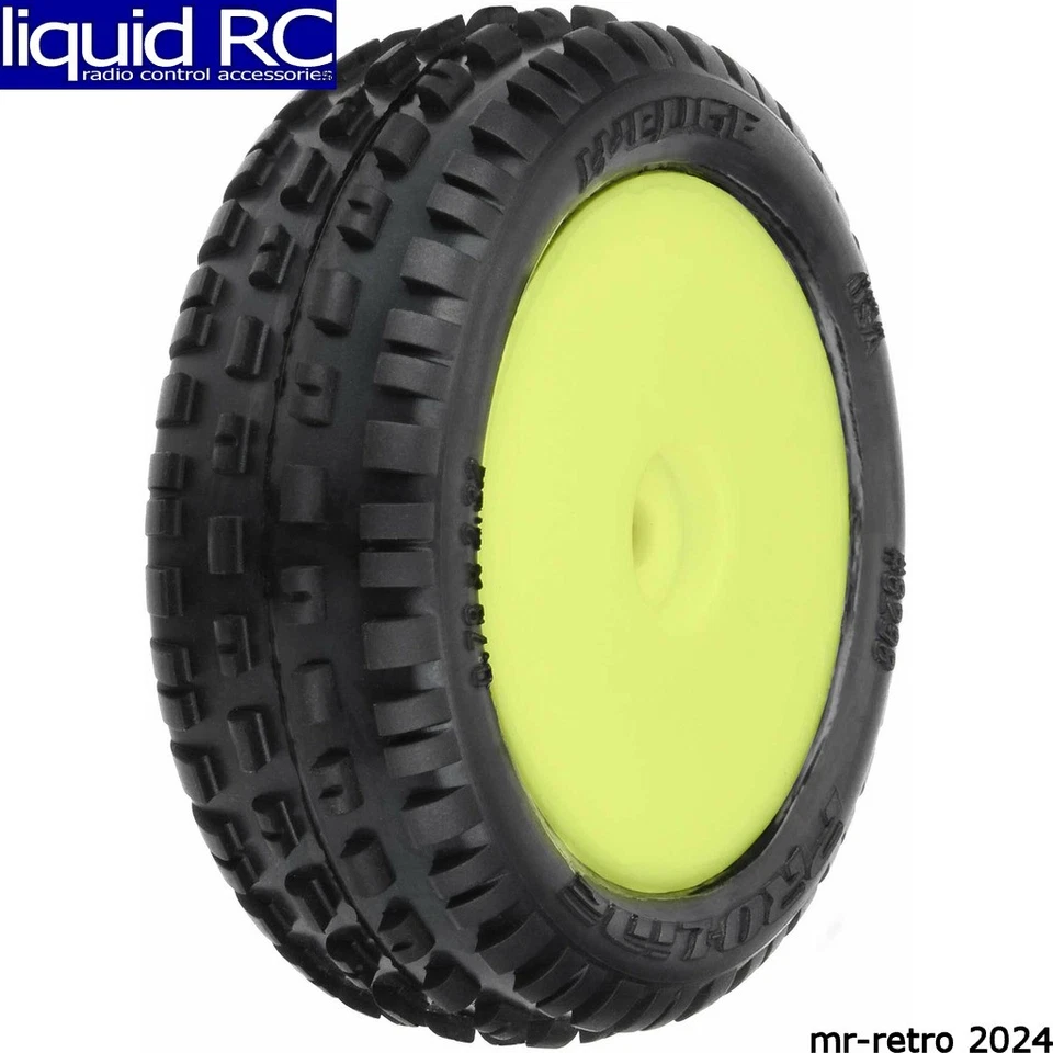 Pro-Line 829812 Wedge Carpet Tires Mounted Yellow Mini-B Front (2) - Image 1 of 1
