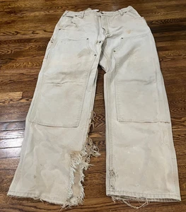 Pantalone Carhartt uomo 38x32 (36x31) vintage anni 90 carpentiere sciolto doppio ginocchio TRASHED - Foto 1 di 10