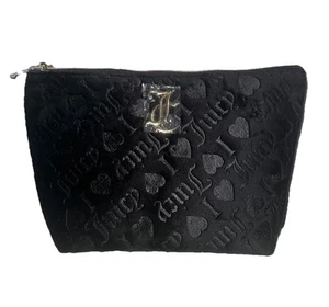 Juicy Couture Black Velour “I Love Juicy” Cosmetic Travel Makeup Bag with Bottle - Picture 1 of 5