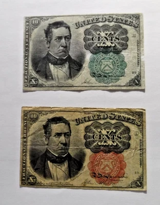 Lot of 2 1874-75 10c Fractional Currency Notes - 5th Issue - FR1264 & 1266 - Image 1 of 2