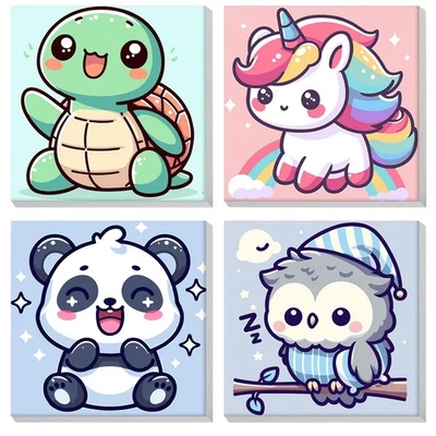 MOGTAA 4 Pack Paint by Number for Adults Beginners with Frame, Animals Paint by Numbers