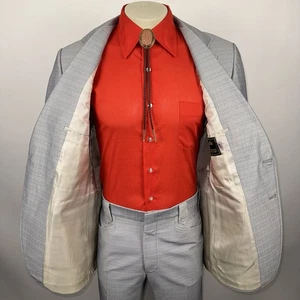 Vintage Circle S Western Suit Mens 44 Short Jacket 35 30 Pants Rockabilly Disco - Picture 1 of 24