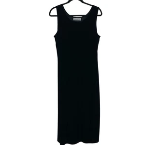 Vintage Carol Anderson Samt Maxikleid Damen Größe Medium schwarz Tank - Bild 1 von 7