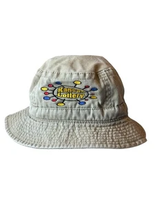 Vintage Kansas Lottery Bucket Hat Embroidered Logo XL Beige Made in Philippines - Picture 1 of 6