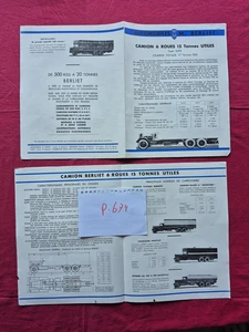 Dépliant P.674 : BERLIET camion 6 roues 15 tonnes utiles type GPE - Picture 1 of 1
