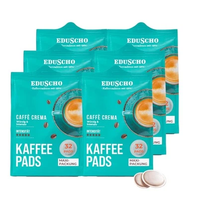Eduscho Kaffeepads Vorratspack Maxi Packung, Caffè Crema, 192 Pads – 6 x 32 Pads - Bild 1 von 4