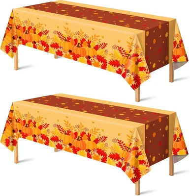 Thanksgiving Tablecloth 2-Pack 52x87 – Fall Leaves Floral Autumn Decor - Image 1 of 4