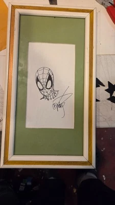Boceto de Spiderman de Erik Larsen ~ ~ FIRMADO ~ enmarañado y enmarcado Foto 1 de 4