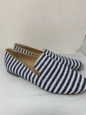 $128 Jack Rogers Bradley Raffia Resort Loafer, Stripped Slip on Size 10 M Blue/W - Image 1 of 4