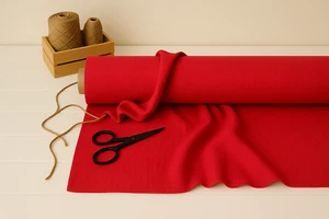 Rubine Red Linen Blend Fabric by the Yard – Material for Upholstery & Crafts - Picture 1 of 10
