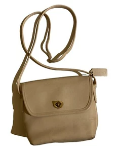 Vintage Coach Purse Crossbody Bag Off White Cream Bone Small Toggle Leather - Picture 1 of 24