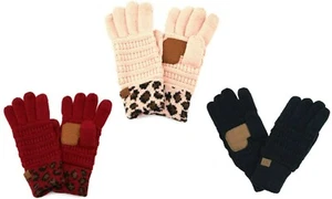 CC Animal Print Gloves Solid Black Gloves - Picture 1 of 3