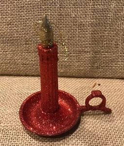 WEIHNACHTSKERZENSCHMUCK ROT GLITZERSOCKEL GOLD GLITZER FLAMME - Bild 1 von 10