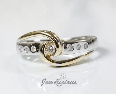 Anillo de oro de 2 tonos de 14K con diamantes naturales Foto 1 de 4