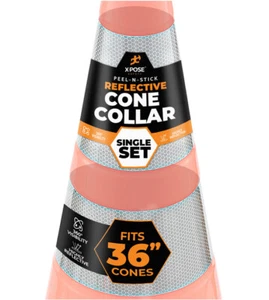 White+HIP Reflector Tape Collar Set for 36" Orange Traffic Cones - 6"&4" Collar - Picture 1 of 7