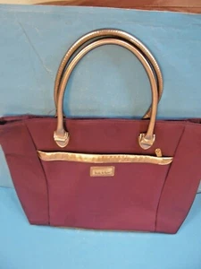 NICOLE MILLER LARGE TOTE DUFFLE BAG IN PURPLE WITH SILVER HANDLES AND ZIPPER - Picture 1 of 10