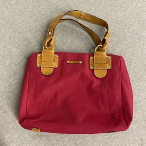 Kate Spade Red Nylon Satchel Bag Purse Leather Straps - Picture 1 of 4