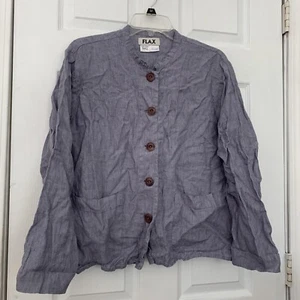 FLAX Shirt Jacket Womens Small Purple 100% Linen Lightweight Long Sleeve Button - Picture 1 of 5