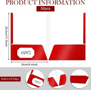 50 Pcs 2 Pocket Glossy Laminated Paper Folders Glossy Paper Portfolios |Jutom - Picture 1 of 4