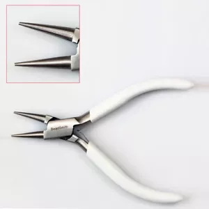 Alicates de nariz redonda BeadSmith® con empuñadura de PVC blanca con resorte * Herramientas para hacer joyas - Imagen 1 de 2