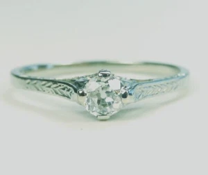 Antique 1920's European Diamond Engagement Ring 19KW Ring Size 6.25 UK-M EGL USA - Picture 1 of 14