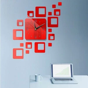 7 Types 3D Mirror Surface Large Wall Clock DIY Sticker Office HomeShop Art Decor - Picture 1 of 32