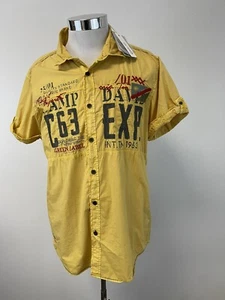 Camp David Shirt Mens Medium Button Up Namibia Flag Embroidered Yellow N180 - Picture 1 of 10