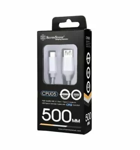 Silverstone CPU05S-500 Silver USB Cable 3.1 Type-C male to USB Type-A female - Picture 1 of 2