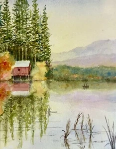 Fall Fishing, Blank Greeting Cards w/envelopes, Notecards, Original Art - Picture 1 of 1