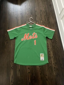 AUTHENTIC MITCHELL & NESS MOOKIE WILSON GREEN JERSEY AUTO NEW YORK METS 48 XL - Picture 1 of 6