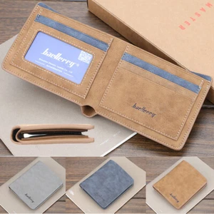 Moda Para Hombres Cartera Cuero Doble Plegable Portatarjetas de Crédito Bolsillo Frontal Monedero para Efectivo - Imagen 1 de 14