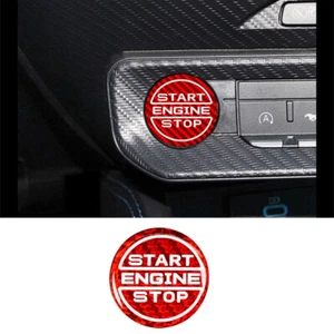 Red Carbon Fiber Car Engine Start Stop Button Ring Trim For Ford Mustang 2024-25 - Picture 1 of 19