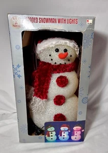 VTG Beaded 16”  Snowman with Color Changing Light VIDEO - Picture 1 of 13
