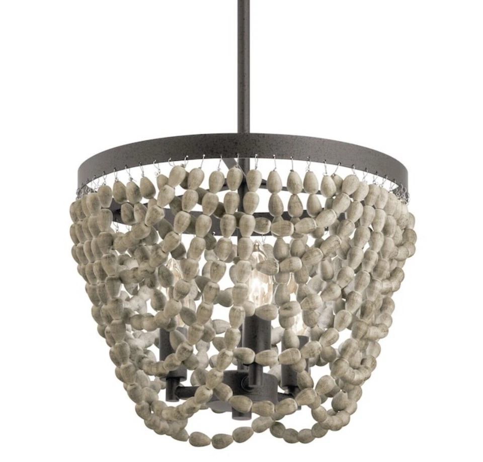 KICHLER COLTYN 3 LIGHT FIXTURE PENDANT 82299 ANVIL IRON DRIFTWOOD QIK SHIP