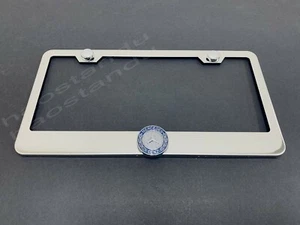 1xMercedesLOGO 3D Emblem STAINLESS STEEL License Plate Frame RUST FREE + S.Cap - Bild 1 von 2