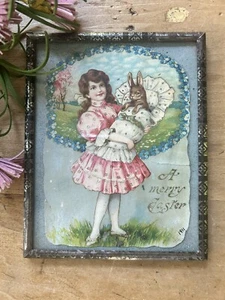 ANTIQUE Victorian EASTER Embossed Die Cut POST Card~TIN FRAMED~1911~EARLY VGC** - Picture 1 of 6