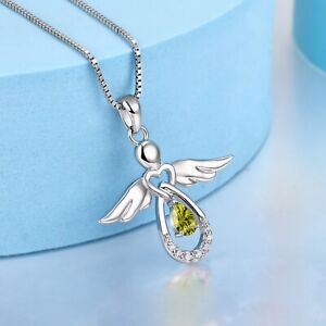 1.50 Ct Pear Cut Lab-Created Peridot Angel Wings Pendant Gift For Her 925 Silver