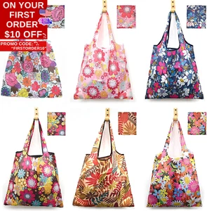 6 Pcs Reusable Grocery Bags Xlarge 50LBS Foldable Grocery Shopping Bags Washable - Picture 1 of 12