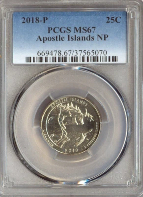 2018-P Apostle Island Quarter PCGS MS67 Quality - Image 1 of 2